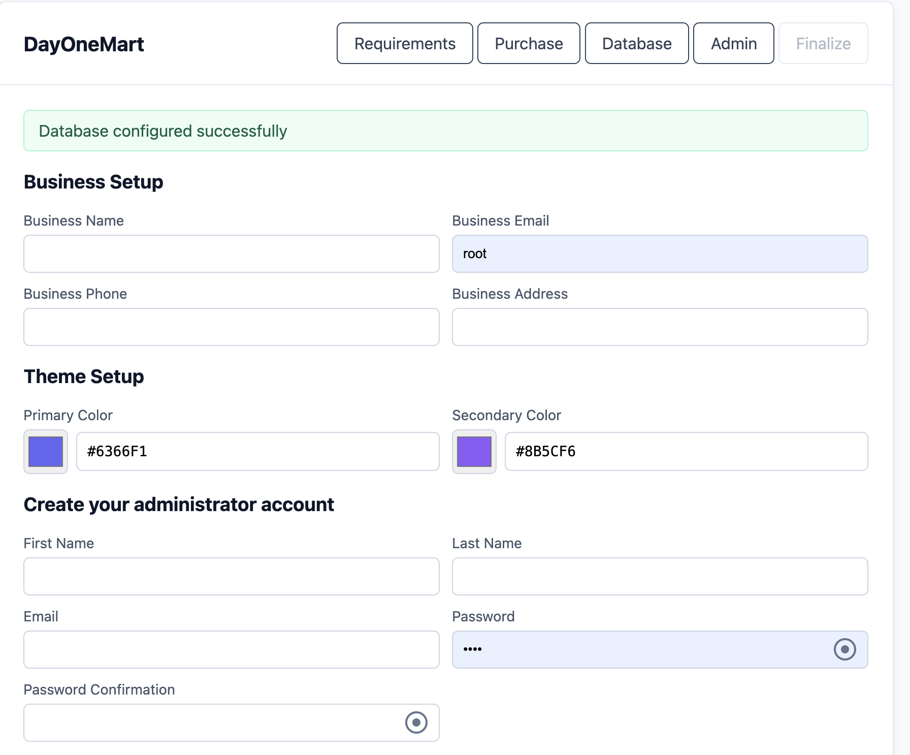 Installer — Business & Admin Setup