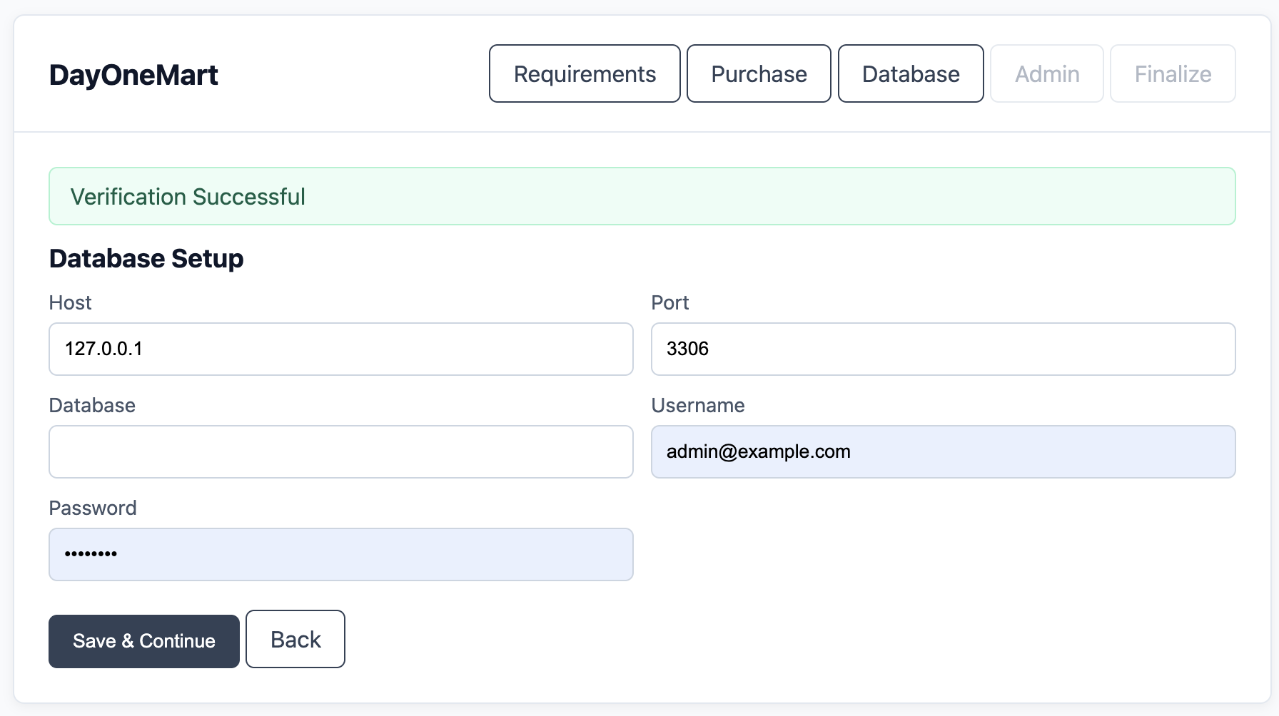 Installer — Database Setup