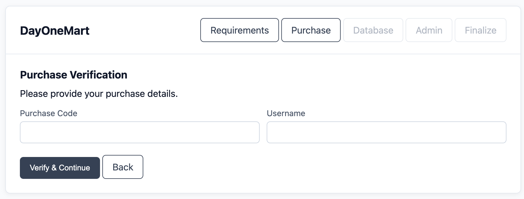 Installer — Purchase Verification